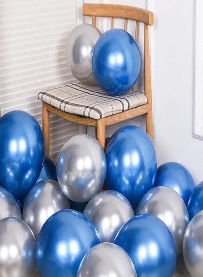 Juzfun بالونات جوزفن كروم لتزيين حفلات أعياد الميلاد وحفلات الزفاف والذكرى السنوية، لون أزرق وفضي معدني، عبوة من 20 قطعة - Image 2